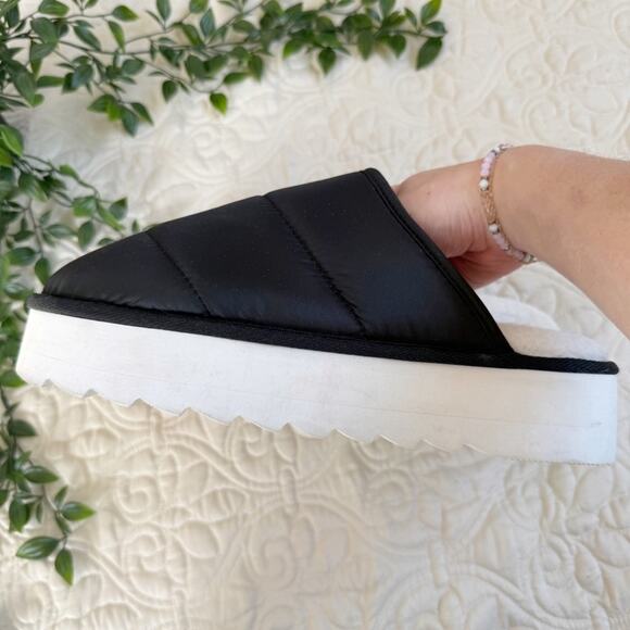 Anthropologie Maeve Puffy Platform Black Slippers Sz L - Picture 7 of 10
